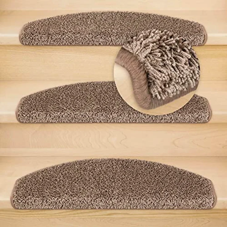 Metzker® Stufenmatte Shaggy Stufenmatten Emphoria Halbrund, Halbrund, Höhe: 15 mm, Hellbraun 1 Stück – Bild 5
