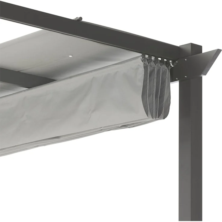 LECO Pergola mit Falt- und Schutzdach lichtgrau, Aluminium- und Stahlgestell anthrazit, 4x3 m – Bild 4