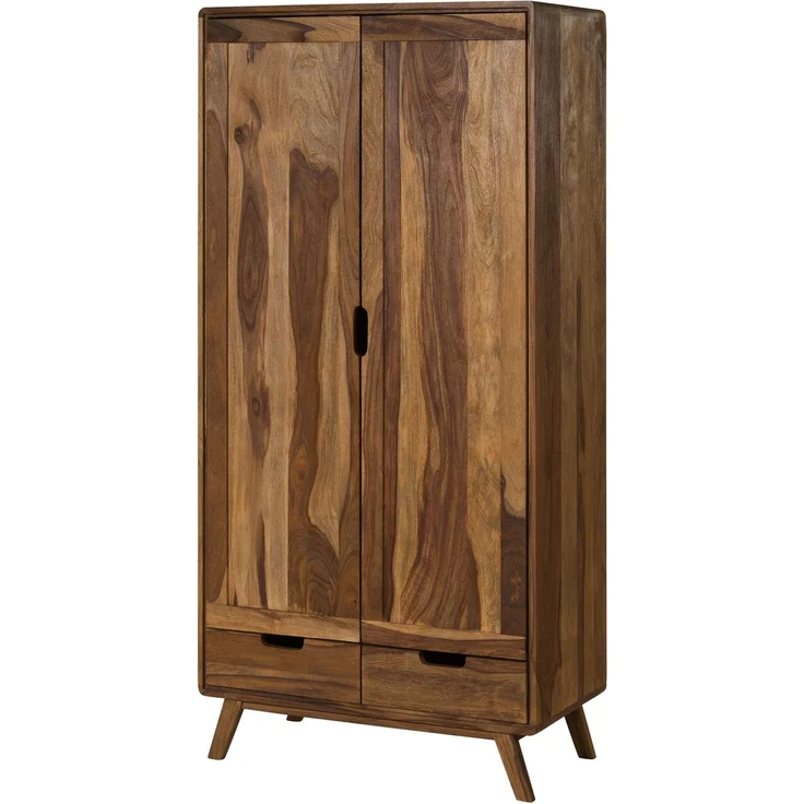 Kleiderschrank Sheesham 90x45x180 natur sandgestrahlt lackiert MALMÖ 2 #200 – Bild 1