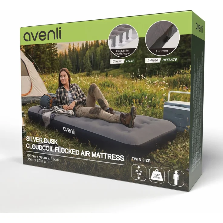 Avenli Luftmatratze Camping CloudCoil grau 191x99x22cm – Bild 7