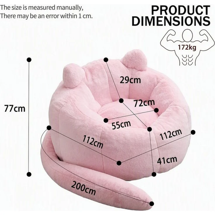 ANYSUN Sitzsack Großer Sitzsack für Erwachsene, Katzenförmiges Sofa (Lesesessel mit langem Tai Erwachsene Beanbag Sofa), Kompakt-Sofa,Geeignet für Wohnzimmer, Schlafzimmer, Esszimmer. – Bild 2