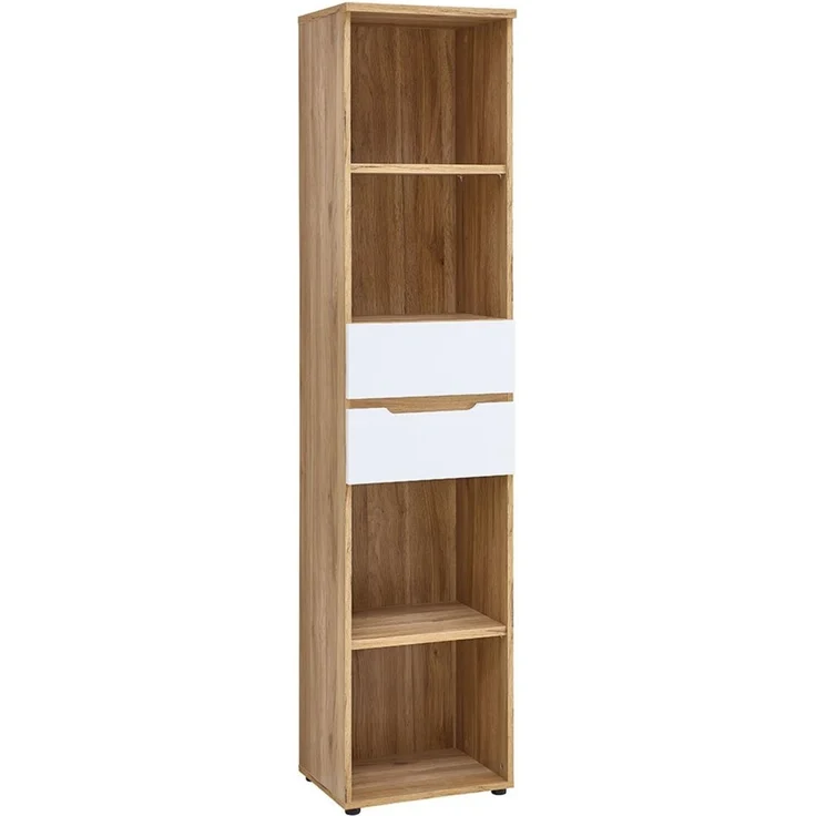 Büroregal vito Clyde, Holzwerkstoff, Weiß, Holzfarben, 45 x 197 x 38 cm – Bild 1