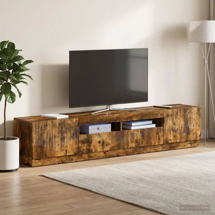 vidaXL LED-TV-Schrank HOORN 3 stk. Raucheiche Holzwerkstoff 3416845 – Bild 3