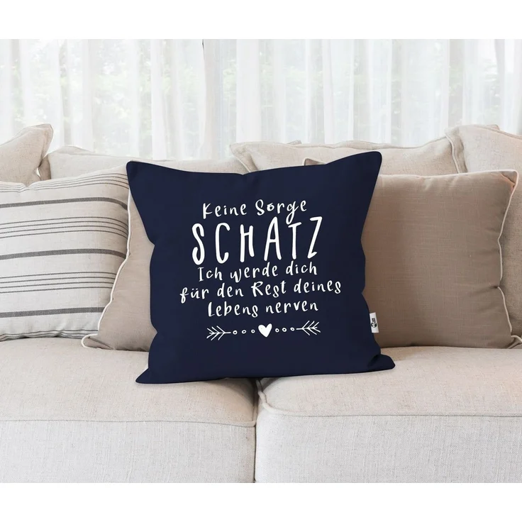 MoonWorks Dekokissen Kissen-Bezug Spruch Keine Sorge Schatz Spruch lustig Geschenk Liebe – Bild 2