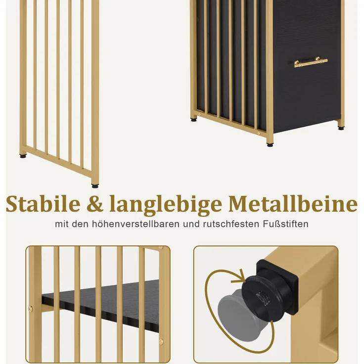 M MCombo Schreibtisch mit 3 Schubladen, Nageltisch aus Holz Metallgestell, Manikürtisch， Schminktisch ohne Spiegel Modern, Computertisch mit Regal Wohnzimmer, 43x108x125cm, 2420 – Bild 2