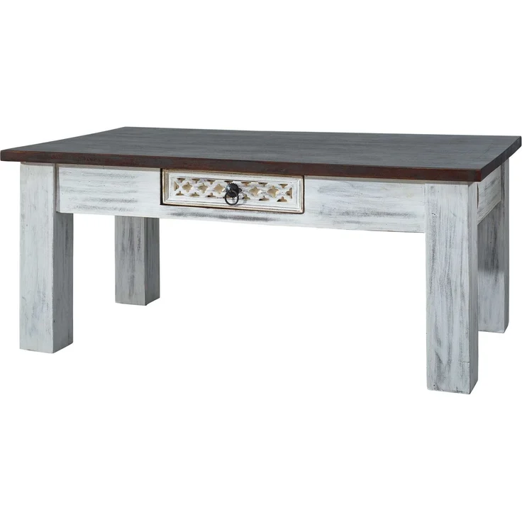 Couchtisch Mango / Akazie 110x60x45 weiß gewachst CASTLE-ANTIK #245 – Bild 1