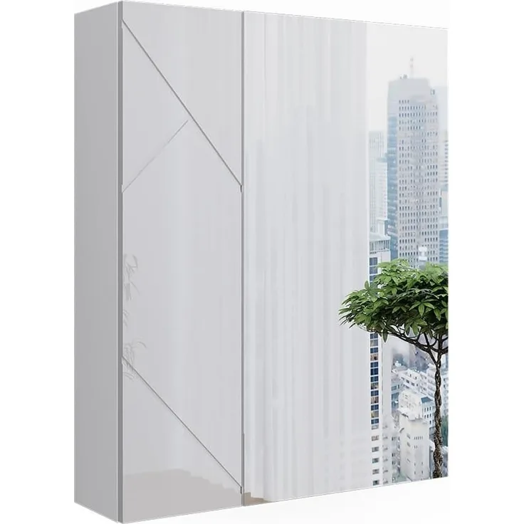 Badspiegelschrank Irma Weiß/Weiß Hochglanz 60 x 75 cm Vicco