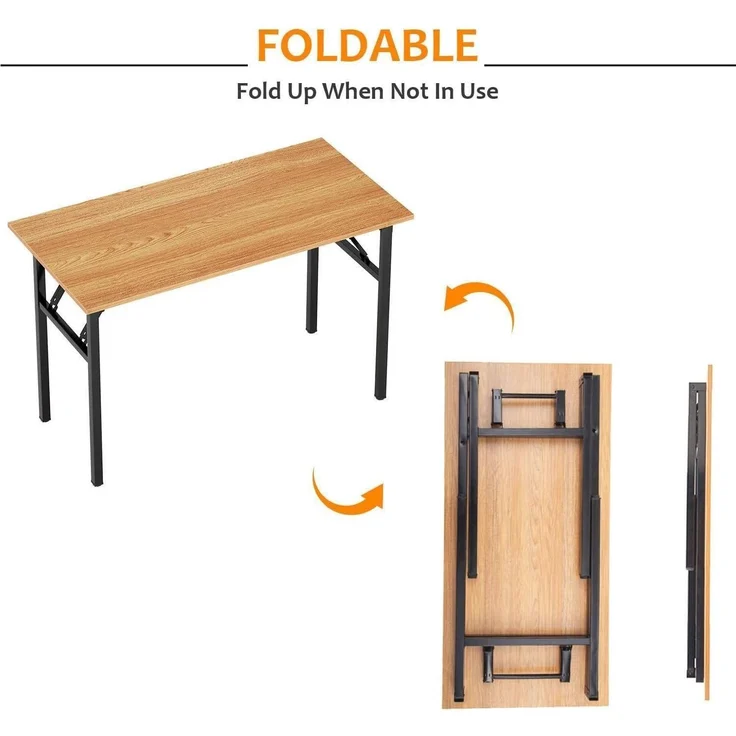 Klappbarer Computertisch 100x60x75cm Teak Schwarz – Bild 4