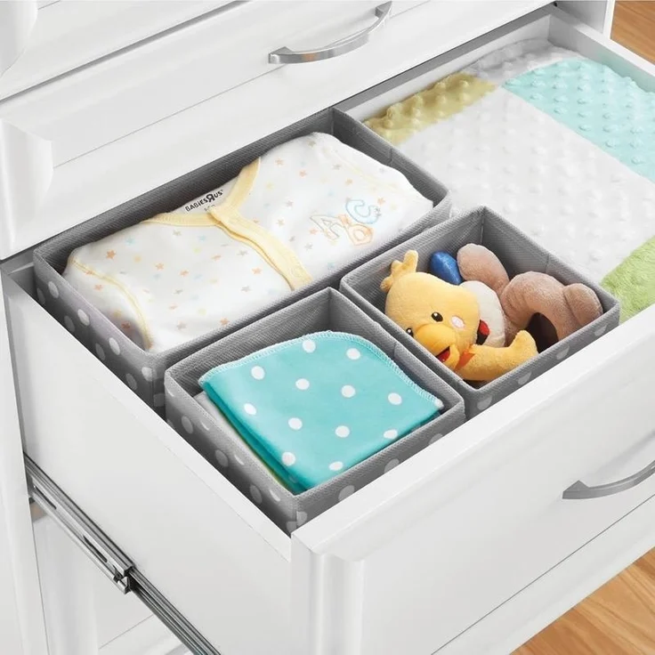 Aufbewahrungsbox Stoffkisten Organizer mDesign 3er Set hellgrau/weiß gepunktet – Bild 7