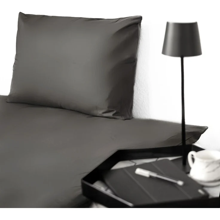 Einfarbige Bettwäschen-Sets für Einzel- und Doppelbetten 100% Baumwolle Anthrazit 155x200 cm – Bild 2