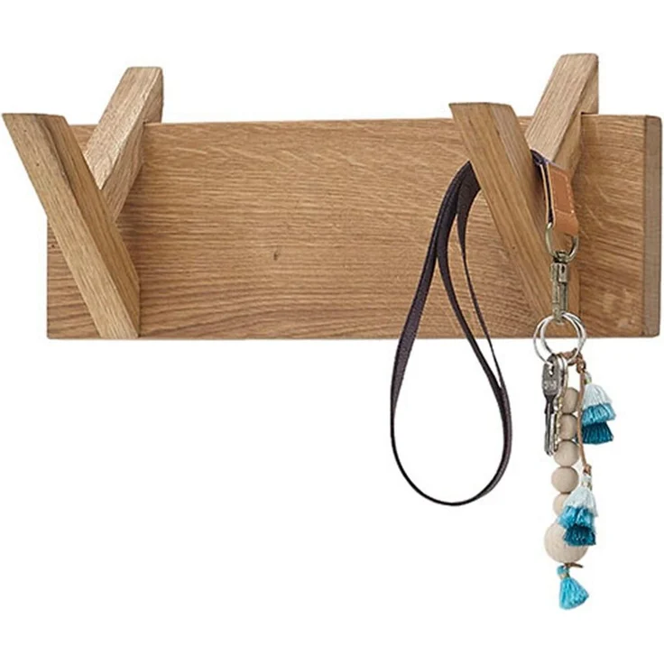 Garderobenpaneel >BANTRY< in holzfarben, Eiche massiv geölt - 30x13x12cm (BxHxT) – Bild 4