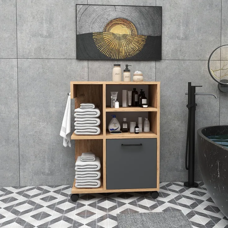 Skye Decor 'Rebusa - Atlantic Pine, Anthracite' Mehrzweckschrank, Atlantik-Kiefer / Anthrazit, 60 x 80,9 x 35 cm