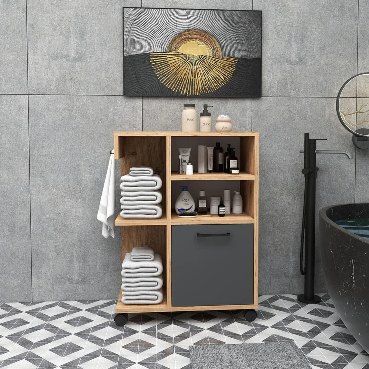 Skye Decor 'Rebusa - Atlantic Pine, Anthracite' Mehrzweckschrank, Atlantik-Kiefer / Anthrazit, 60 x 80,9 x 35 cm – Bild 1