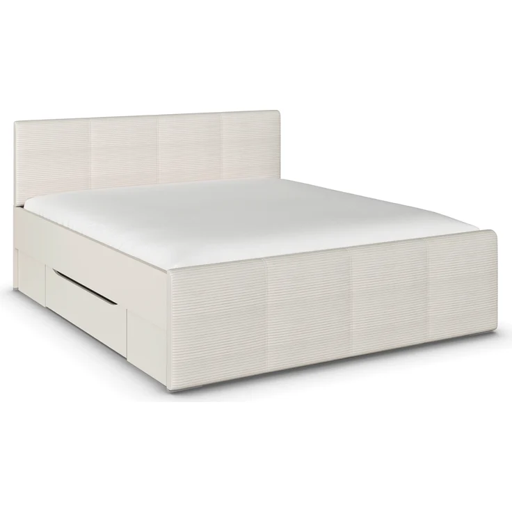 rauch Bett Holga, Polsterbett, mit Polster-Kopfteil, mit 2 Sockelschubkästen für mehr Stauraum, Farbe Webstoff Ivory/Champagner, Beige, Liegefläche 180x200cm – Bild 3