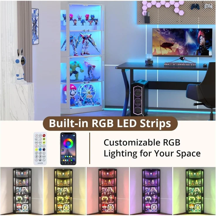 Eckvitrine mit gehartetem Glas LED Beleuchtung und – Bild 4