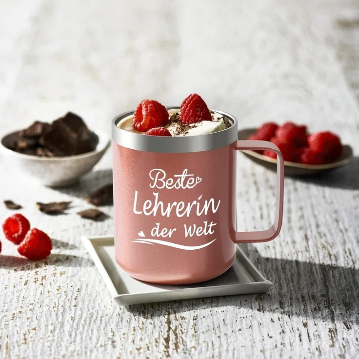 Livole Lehrerin Geschenk Tasse - Beste Lehrerin der Welt 12oz Edelstahl – Bild 3