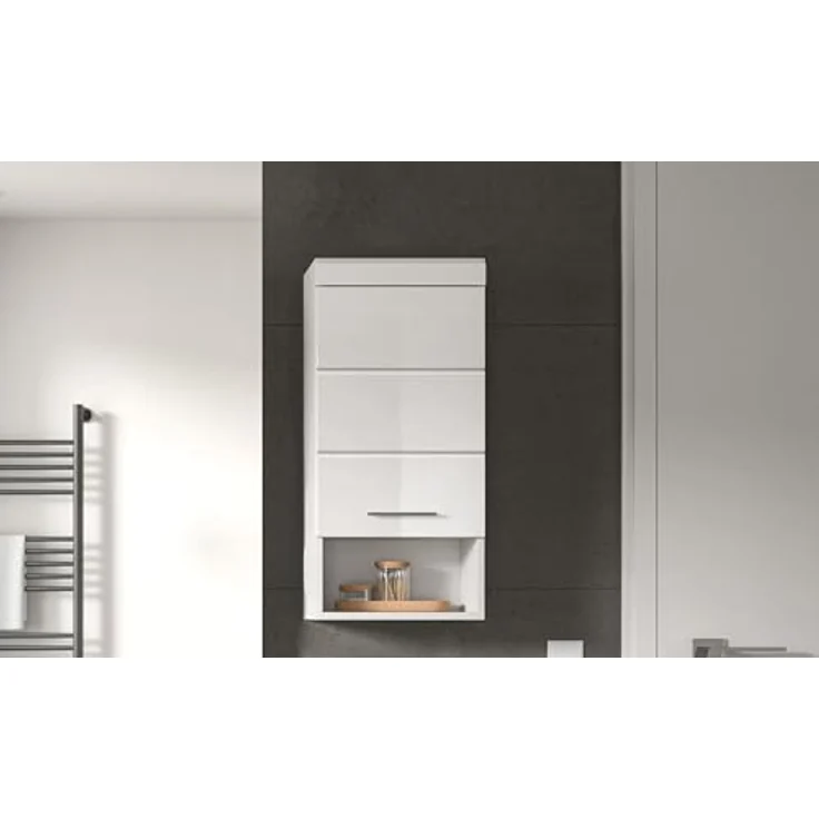 Xonox Scout Hängeschrank (B/H/T: 37x79x24 cm) in weiß Nachbildung und weiß Hochglanz tiefzieh – Bild 7