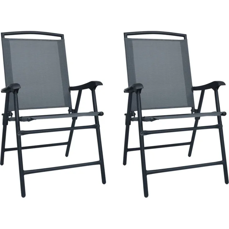 vidaXL Klappbare Gartenstühle 2 Stk. Textilene Grau 47922