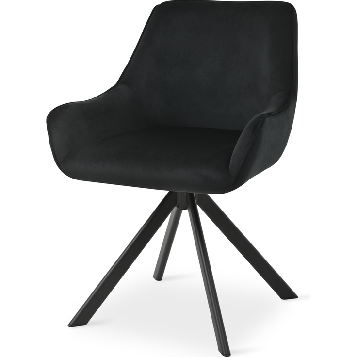 GOEURVANT 1178 Esszimmerstühle 2er-Set mit Armlehnen, 360° Drehbar, Samt - Schwarz – Bild 4