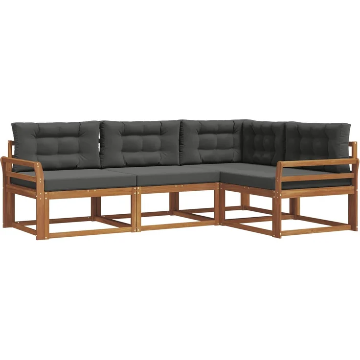 vidaXL Outdoor-Sofagarnitur 4 stk. 4-Sitzer Natur und Anthrazit 3367510 – Bild 2