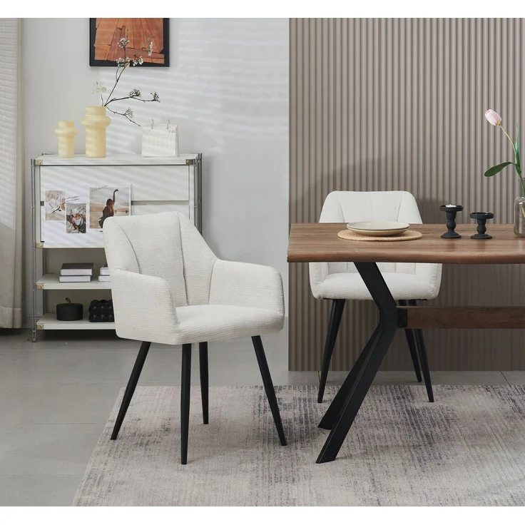 Stuhl 2er Set Barcelona Stühle in Creme - gemütliches Design - Top Qualität B/H/T: 55x82x62 cm – Bild 2
