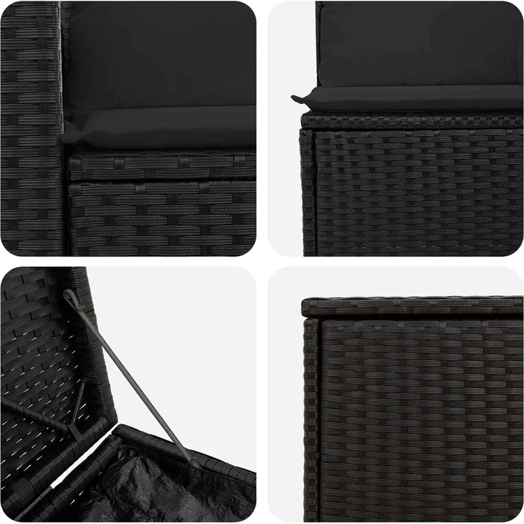 vidaXL Sofa Set 5 stk. Schwarz Polyrattan und Stahl 3447868 – Bild 6