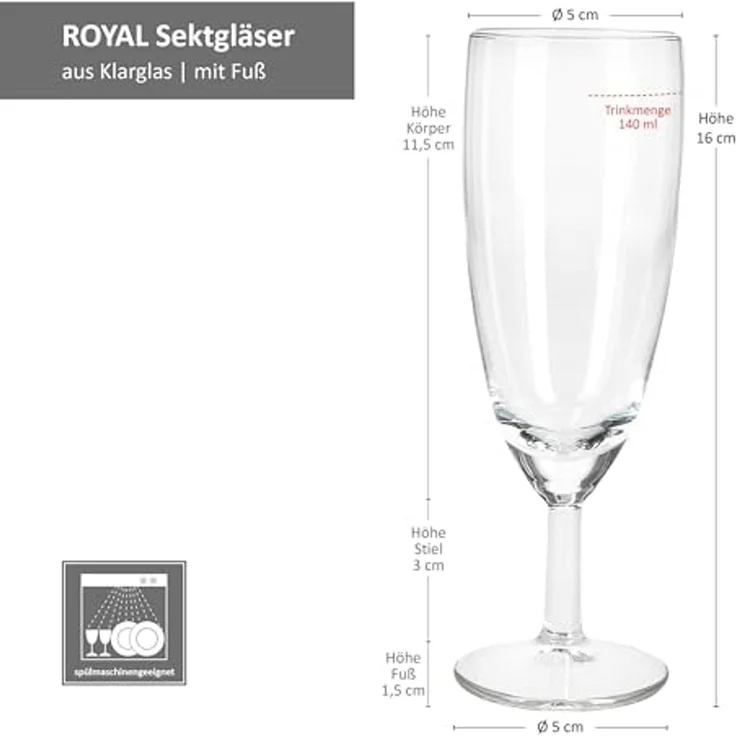 MamboCat Sektglas 6er Set Royal Sektgläser 140ml Champagner-Glas klare Prosecco Party, Glas – Bild 5