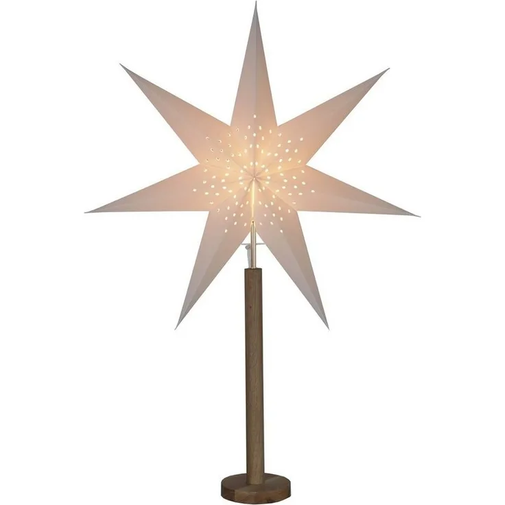 STAR TRADING LED Stern Papierstern Weihnachtsstern stehend 7-zackig 60cm E14 weiß braun