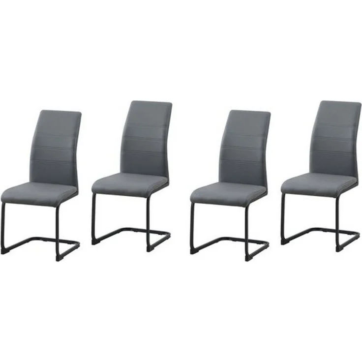 HTI-Line Freischwinger Schwingstuhl 4er Set PU grau SallyP (Set, 4 St), Freischwinger Esszimmerstuhl Kunstleder – Bild 3