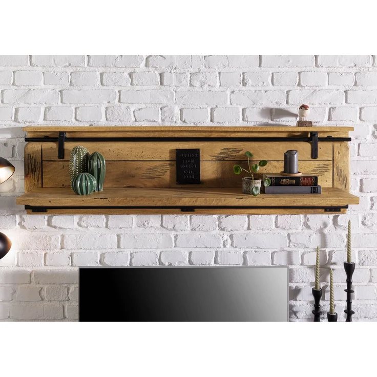 Wandregal Mango 140x25x38 natur lackiert RAILWAY #189 – Bild 3