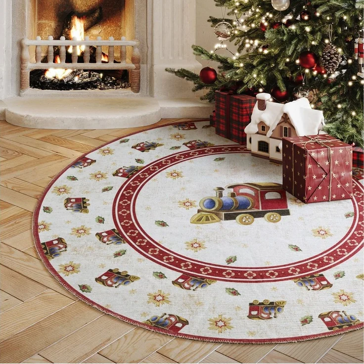 Villeroy & Boch Teppich Toy's Delight Limited Edition Santa Claus, rund, Höhe: 3 mm, Limited Edition, Weihnachten, Wohnzimmer, Baumrock, Waschbar, Rund – Bild 5