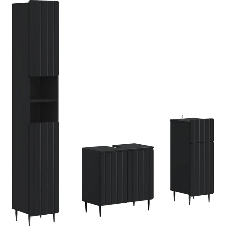 vidaXL 3-teiliges Badezimmer-Schranksystem ZWOLLE Schwarz 3417838 – Bild 2
