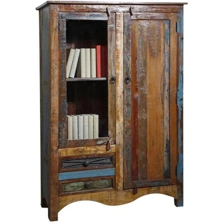 Vitrine Altholz 95x42x140 mehrfarbig lackiert NATURE OF SPIRIT #51 – Bild 1