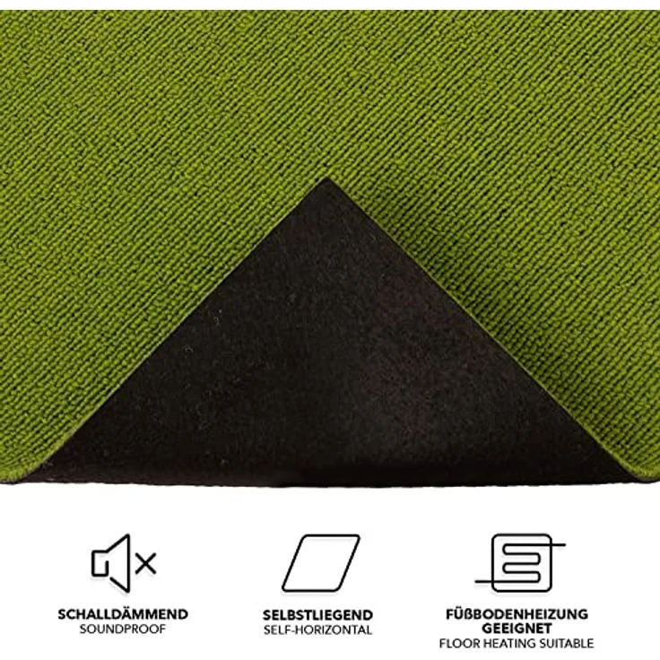 KARAT Teppichfliesen Moskau 50x50 cm selbstliegend - 48 Stück Set - 12m² - strapazierfähiger Teppich Bodenbelag mit hochwertigem Schlingenflor für Haus & Büro - antistatisch mit Bitumen Rücken - Grün – Bild 4