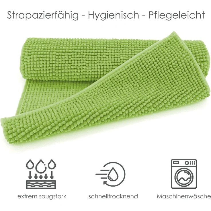 heimtexland Badematte Badvorleger Chenille Badteppich Duschvorleger, rutschhemmend beschichtet, umlaufendes Gummiband, schnell trocknend, strapazierfähig, rutschfest, Polyester, rechteckig, WC-Bezug 38x48 cm, Hochflor, super weich, Maschinenwäsche, pfl... – Bild 4