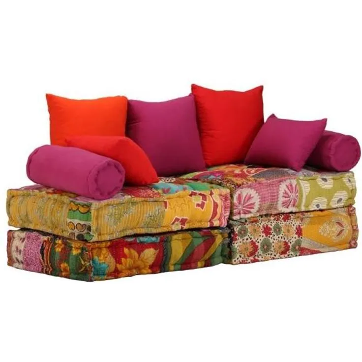 vidaXL 2-Sitzer Modularer Pouf Patchwork Stoff 244985