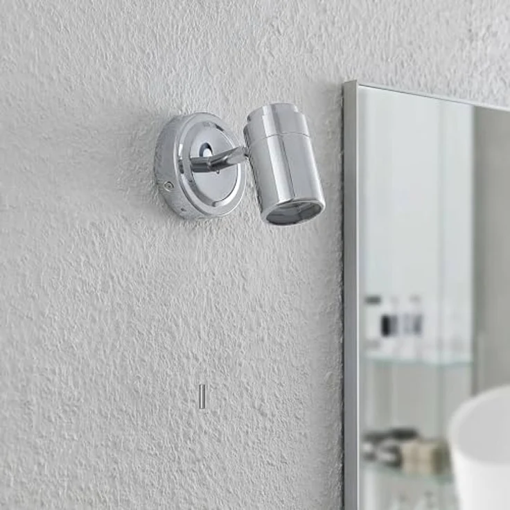 Lindby Wandleuchte Remilan, LED, Metall, Chrom IP44, 1x10 W LED – Bild 3