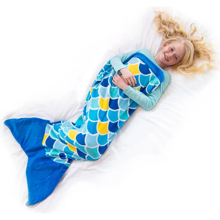 XTREM Toys and Sports - FIN FUN Cuddle Tails Meerjungfrauendecke, Wave Blue