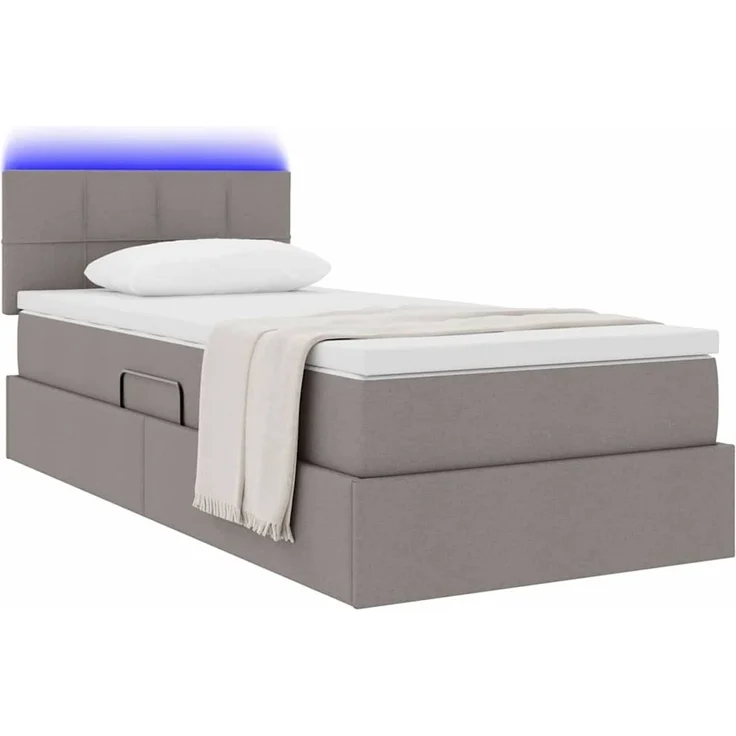 vidaXL LED-Speicherbett mit Matratze Taupe 90 x 190 cm Stoff 3371115 – Bild 3