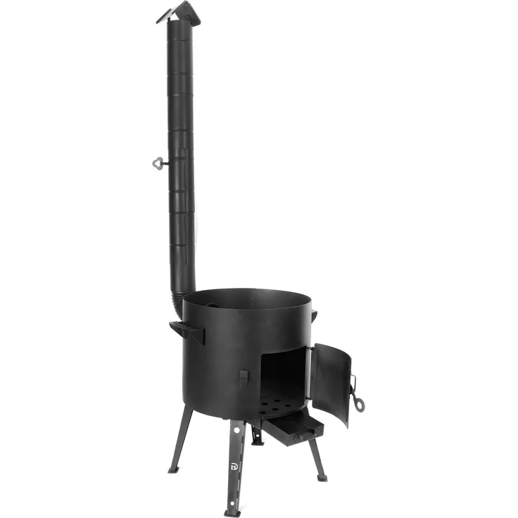 Uchag Ø44 2mm Stahl mit Schornstein Kazan 16L Kasan Utschak Feuerstelle Utschag Campingofen Abzugsrohr Feldküche Außenküche Eintopfofen Gulaschkanone – Bild 4