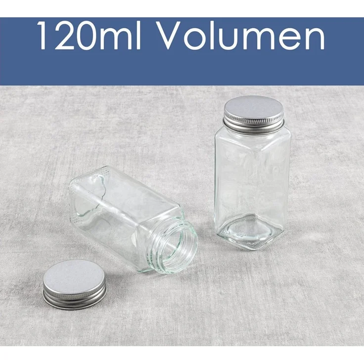 Hanseküche Gewürzbehälter Gewürzgläser Set mit Streueinsatz, Glas, (24 Gewürzgläser, 2-tlg, Set inkl. Zubehör), inkl. Ersatzstreueinsätze, Trichter und Reinigungsbürste – Bild 3