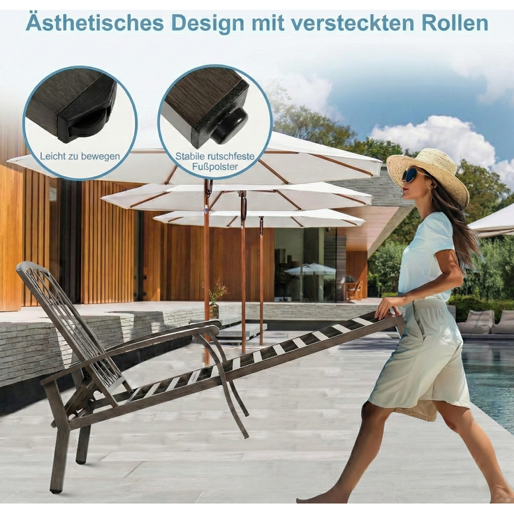 LVHOM Luxus Sonnenliegen 1 St, Verstellbare Aluminium-Liege mit Kissen, Gartenliege Rostfrei/wasserfest, 60 x 183 x 39 cm – Bild 6