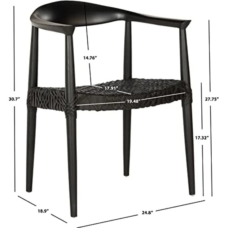 Safavieh Böhmisch Hölzernes Armlehnstuhl, in Schwarz und Schwarz – Bild 4