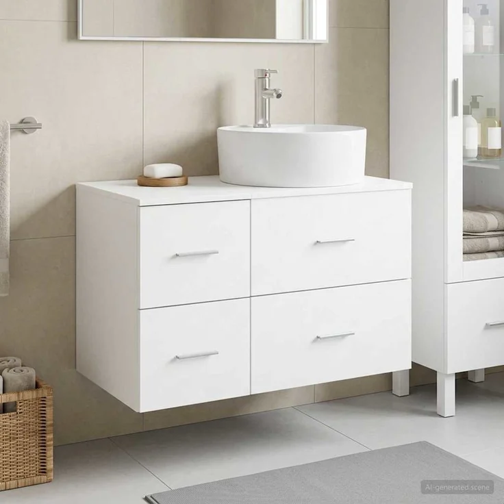 vidaXL Badezimmerschrank-Set 2 stk. Weiß 79,5 x 44,5 x 82 cm 3403984 – Bild 1