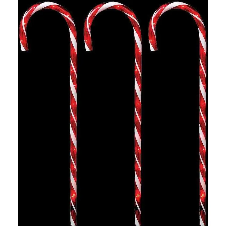 LED-Zuckerstangen 6 Stäbe rot/weiß Höhe 100/110 cm, 6/18 h A/A IP44