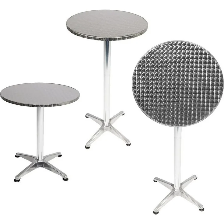 Bistrostehtisch rund Silber Ø60cm H70/110cm Höhenverstellbar