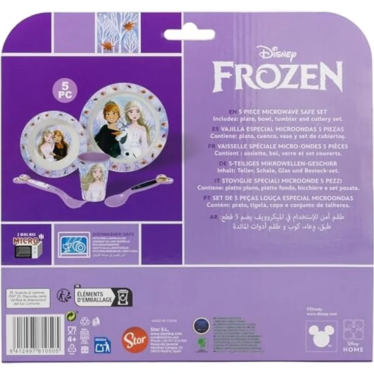 Disney Frozen Teller-Set Mikrowellengeeignet 5-teiliges Kindergeschirr mit rutschfestem Boden – Bild 4