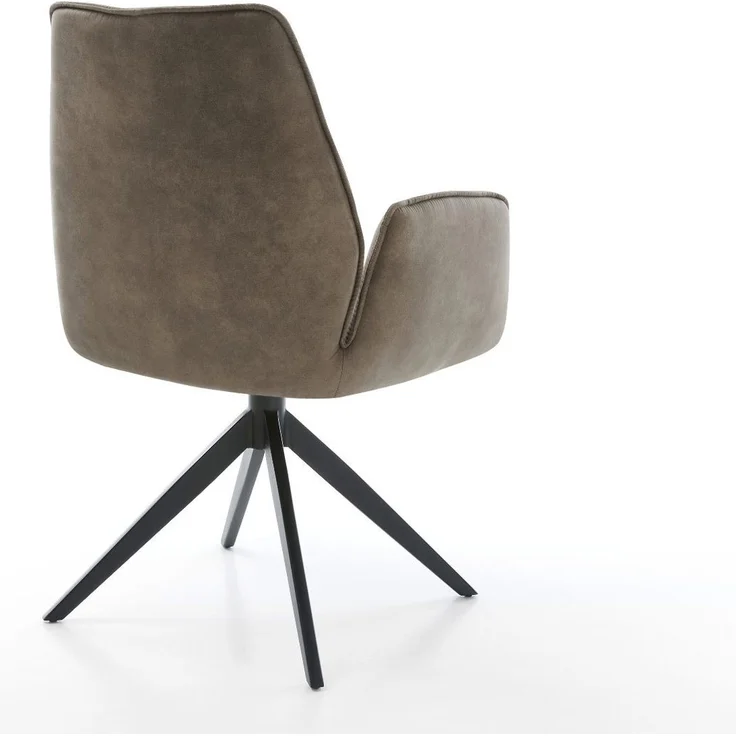 Esszimmerstuhl Zoa-Flex Mikrofaser Taupe Vintage Kreuzgestell breit Schwarz Taschenfederkern – Bild 5