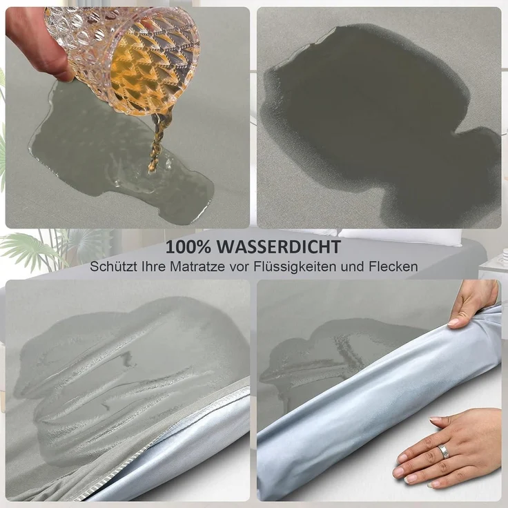 Wasserdichter Matratzenschoner 140x200cm Spannbettlaken Grau – Bild 3