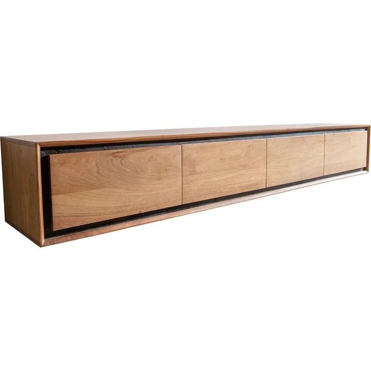 Lowboard Stonegrace 200 cm Akazie Natur 4 Türen Steinfurnier schwebend